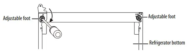Install the adjustable feet on the bottom