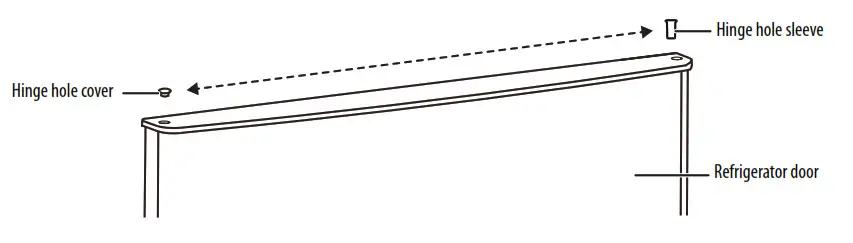 Move the hinge hole sleeve from the top right side