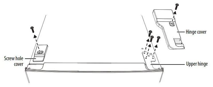 Remove the screws that secure the upper hinge