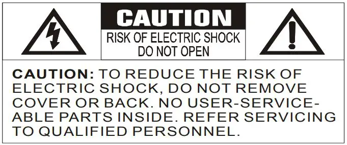 LENOXX CD1400N Stereo 3CD Mini Hi-Fi System Instruction Manual - Caution Risk of Electric Shock icon