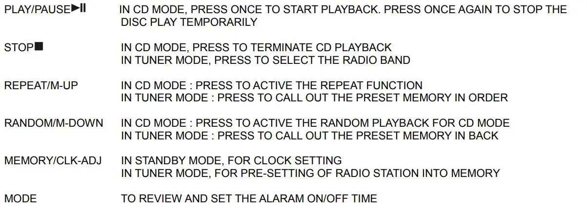 LENOXX CD1400N Stereo 3CD Mini Hi-Fi System Instruction Manual - Remote Control