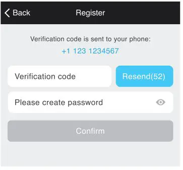 geeni Smart Wi-Fi Floodlight Camera - STEP 2 Enter the verification code and create a password