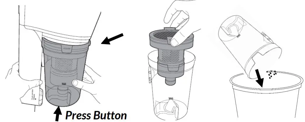 Russell Hobbs RHCHS2001 Handstick Vacuum User Manual - EMPTYING THE BIN