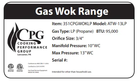 351CPGWOK Natural Gas 13 Inch Wok Range - fig