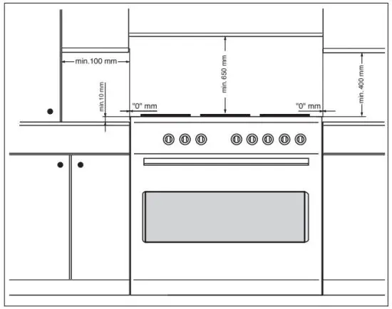 ARTUSI CAFG90X 90cm Freestanding Dual Fuel Oven - combustible materials