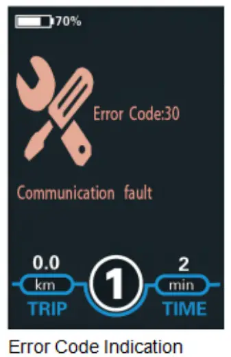 Key Disp KD986 Electric Bike Display - Erro Code