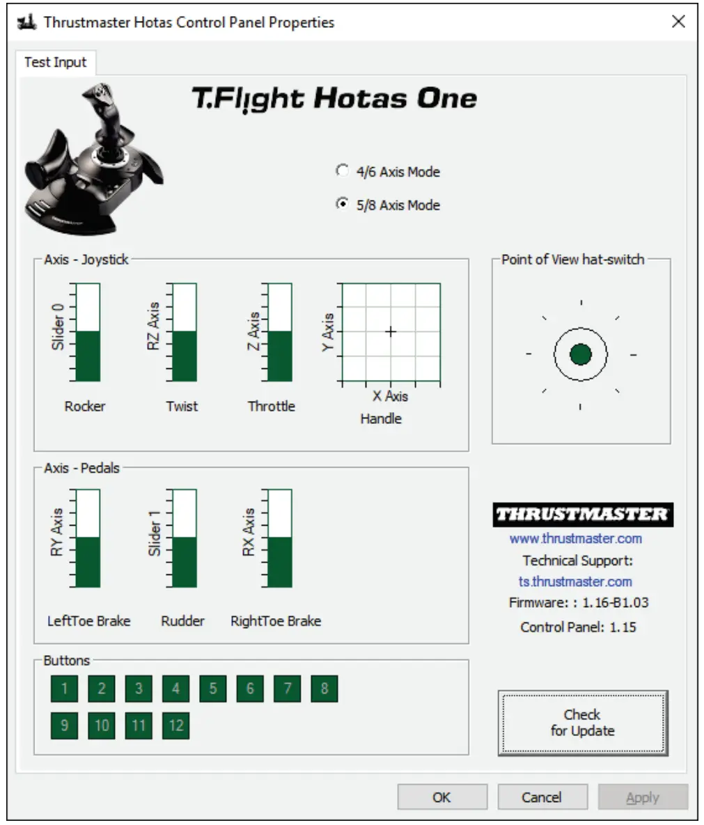 Game Controllers dialog box