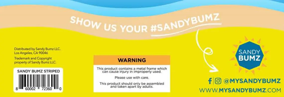 SANDY BUMZ 52 Inch Square Feet of Picnic Area Instructions - Address