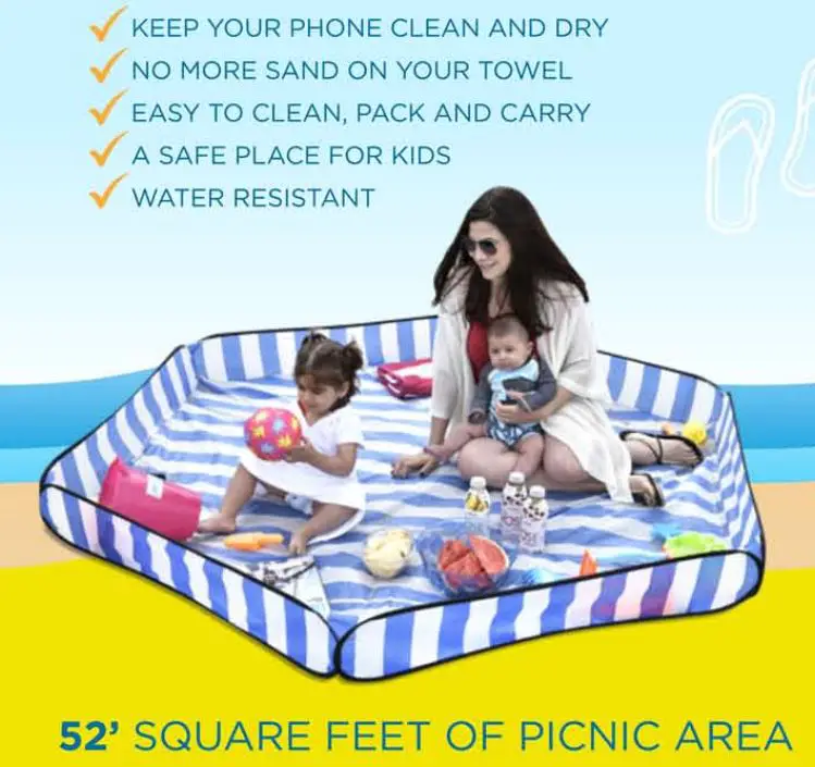SANDY BUMZ 52 Inch Square Feet of Picnic Area Instructions - Outdoor Picnic Ground Cover