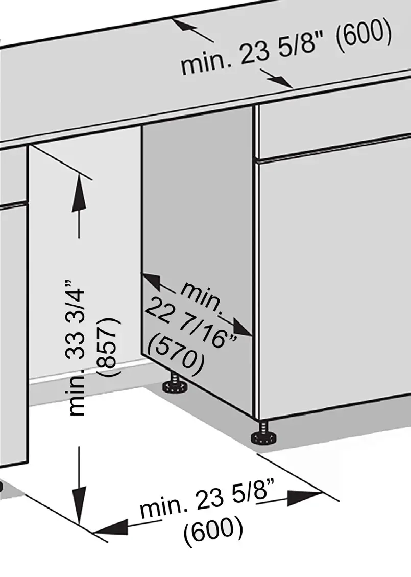 Miele G 7366 SCVi 24Fully Integrated Dishwasher- CUTOUT DIMENSIONS
