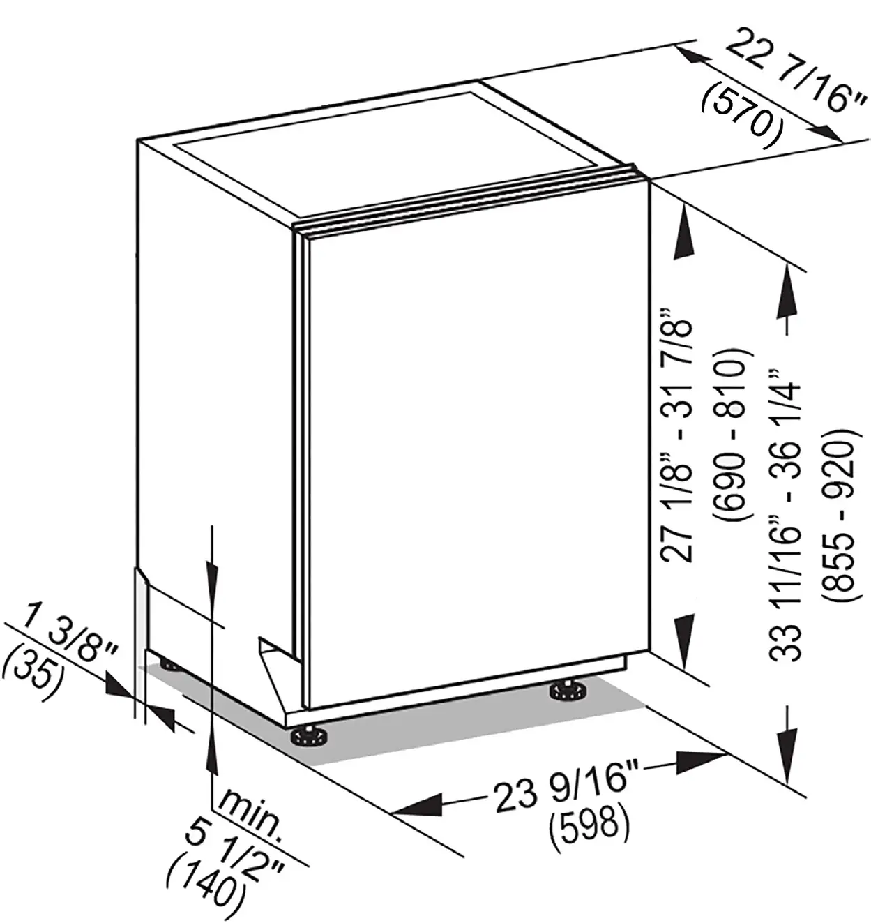 Miele G 7366 SCVi 24Fully Integrated Dishwasher- dimension
