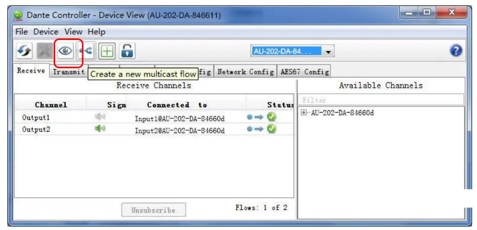 SEPTON DANMARK AU 202 DA Tight AV Surface Mount 2x2 Dante and AES67 Interface  - app 1