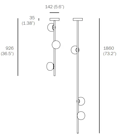 BOCCI 84.3 Random Hanging 3 Blown Glass LED Lamp - fig 1