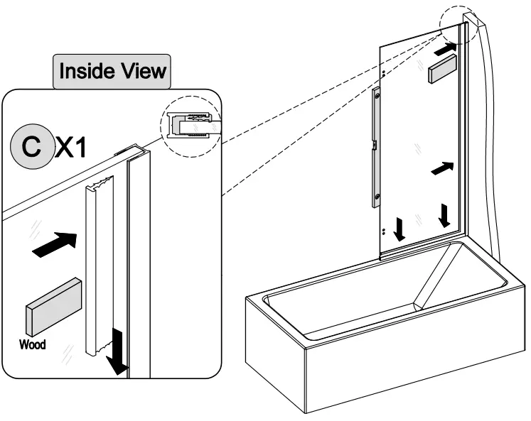 THE HOME DEPOT HDTK-TD-01 47.75 Inch W x 58 Inch H Pivot Frameless Tub Door in Chrome with Clear Glass-fig10