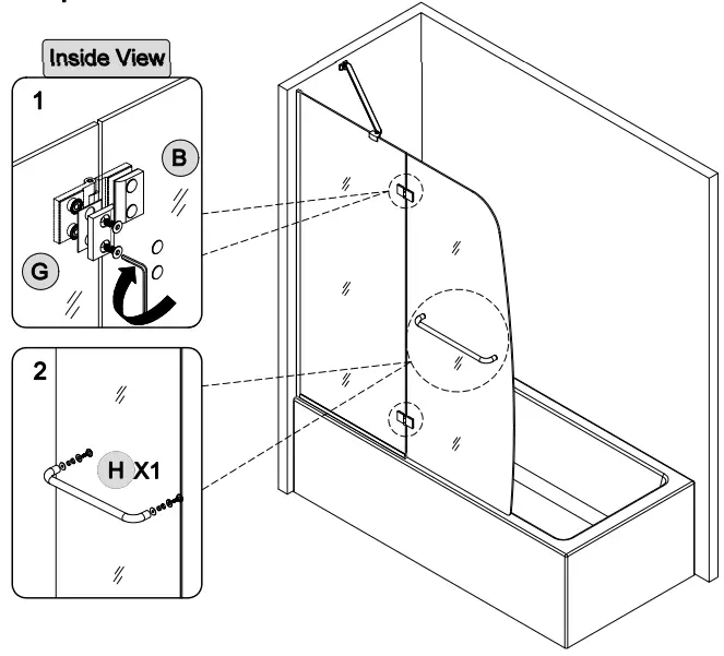 THE HOME DEPOT HDTK-TD-01 47.75 Inch W x 58 Inch H Pivot Frameless Tub Door in Chrome with Clear Glass-fig13