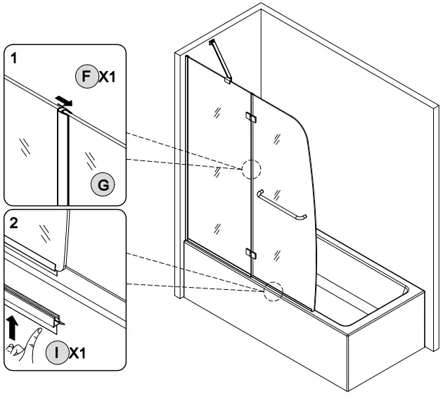 THE HOME DEPOT HDTK-TD-01 47.75 Inch W x 58 Inch H Pivot Frameless Tub Door in Chrome with Clear Glass-fig14