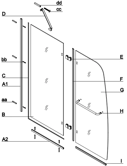THE HOME DEPOT HDTK-TD-01 47.75 Inch W x 58 Inch H Pivot Frameless Tub Door in Chrome with Clear Glass-fig2