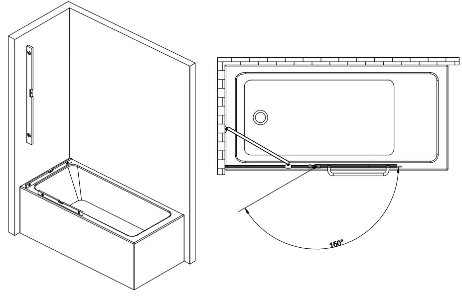 THE HOME DEPOT HDTK-TD-01 47.75 Inch W x 58 Inch H Pivot Frameless Tub Door in Chrome with Clear Glass-fig6