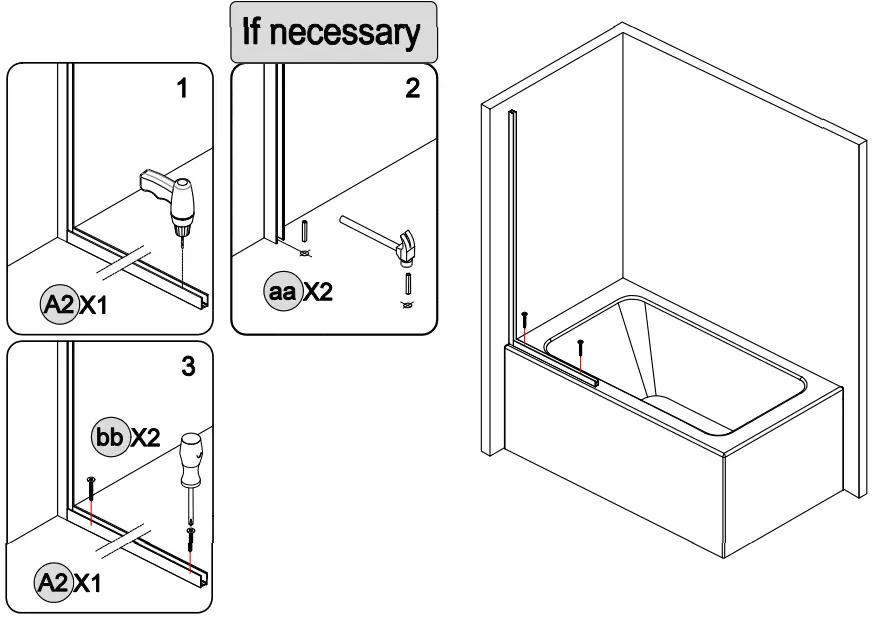 THE HOME DEPOT HDTK-TD-01 47.75 Inch W x 58 Inch H Pivot Frameless Tub Door in Chrome with Clear Glass-fig8