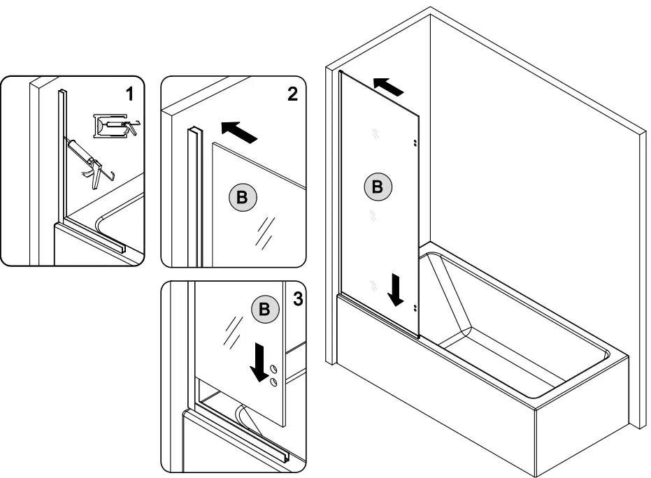THE HOME DEPOT HDTK-TD-01 47.75 Inch W x 58 Inch H Pivot Frameless Tub Door in Chrome with Clear Glass-fig9