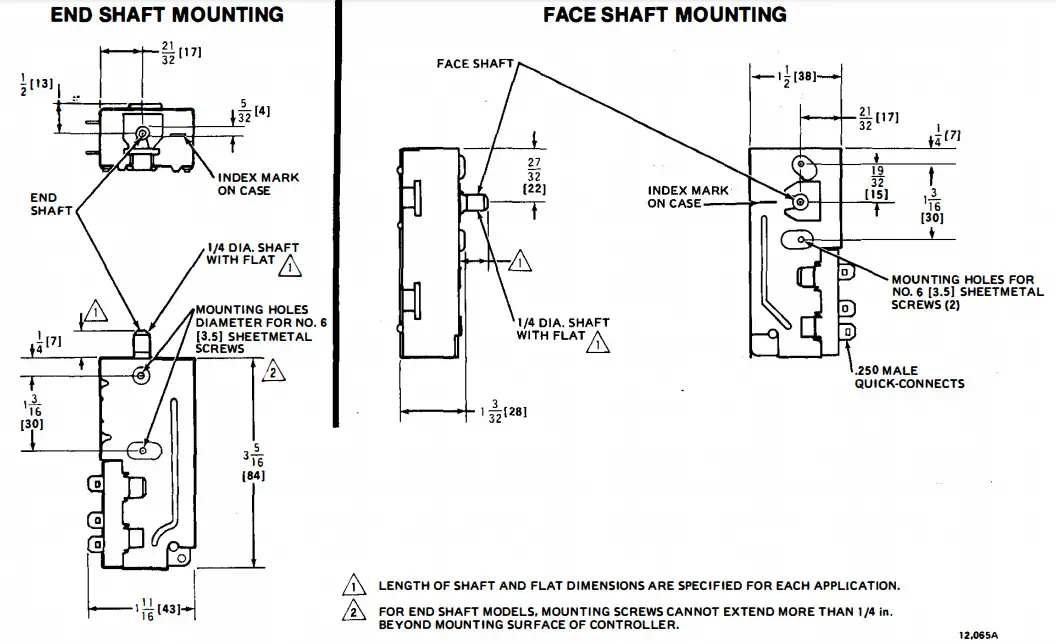 Honeywell Humidity Controllers - FACE SHAFT MOUNTING