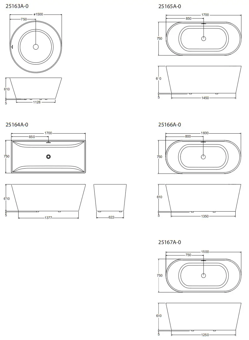 KOHLER 25163A-0 Evok 2.0 Seamless Freestanding Baths - Figure 1