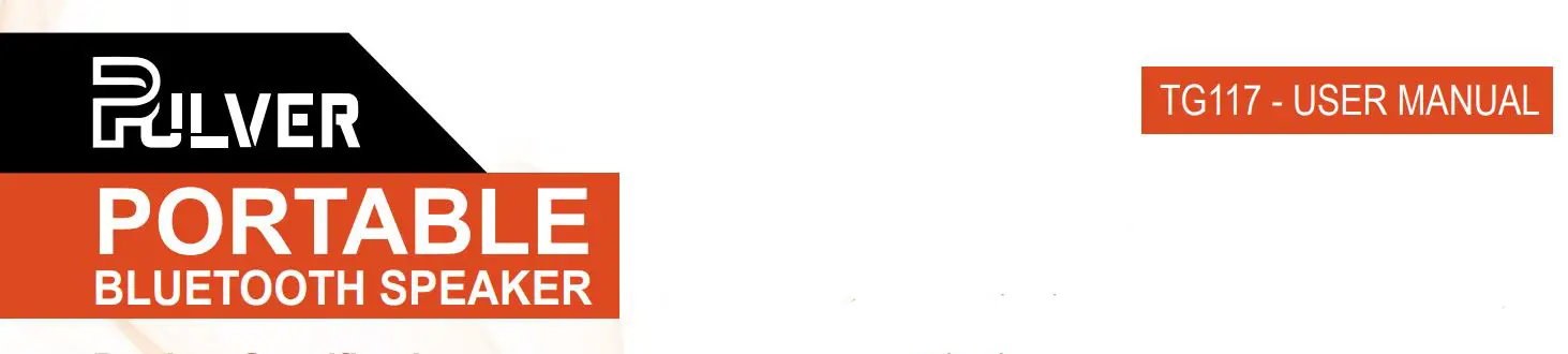 PULVER TG117 PORTABLE BLUETOOTH SPEAKER User Manual