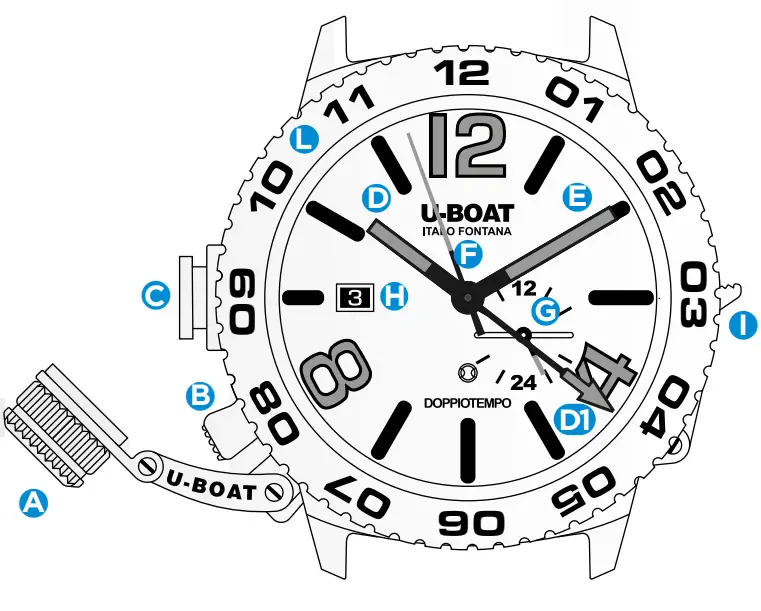 U-BOAT DOPPIOTEMPO Dual Time Smartwatch fig 2