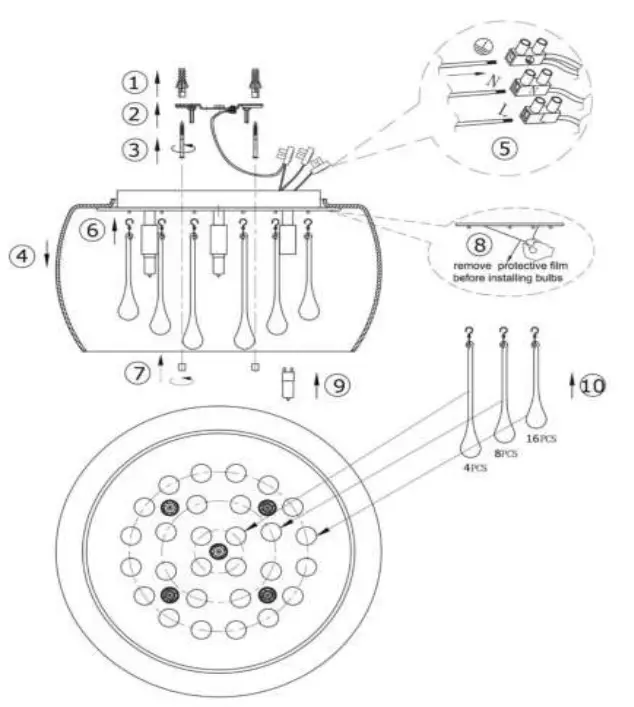 LUCIDE PEARL Ceiling lamp Ø 40 cm - 5xG9 - Chrome-fig7