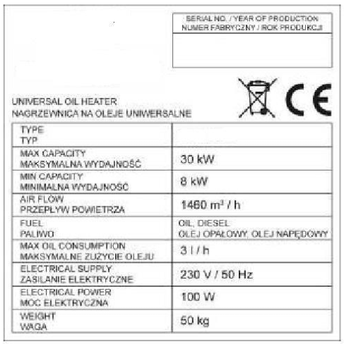 TRADGARDSTEKNIK TMT30 Heater for Universal Oil Type - FIG 1