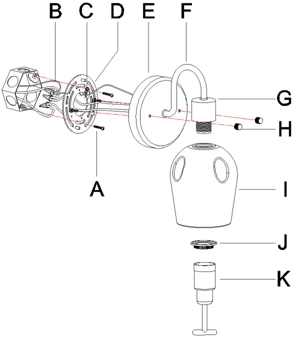 ZEVNI A04772W1 Arkle 14 Inch Wide Black Vanity Light - PARTS