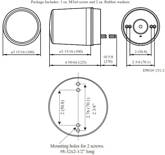 POTTER SL 5A Series Conical Strobe Lights - Dimensions