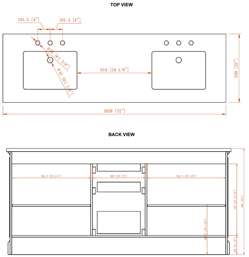 Avanity Thompson 72 Inch Bathroom Vanity Cabinet - Part List 4