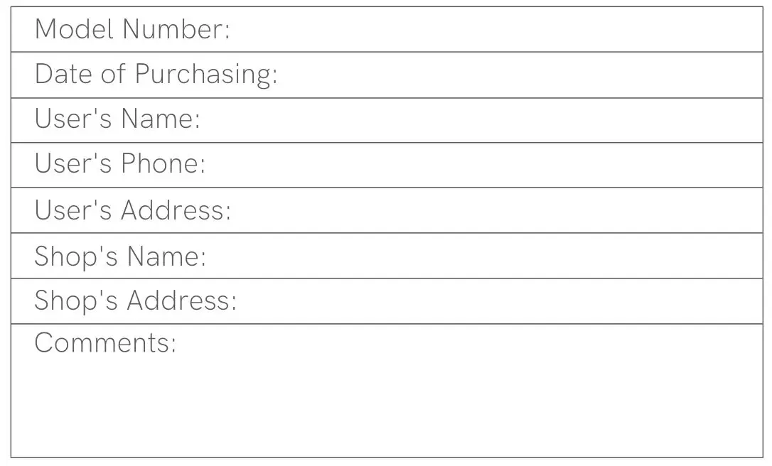 QCY-T16 True Wireless Earbuds - Warranty Card