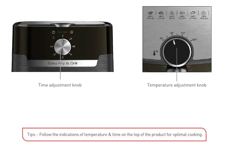Tefal EY501860 Classic Air Fryer and Grill - Manual functions