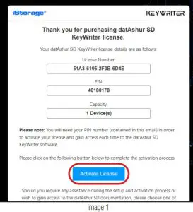 iStorage Datashur SD Keywriter- Activate License