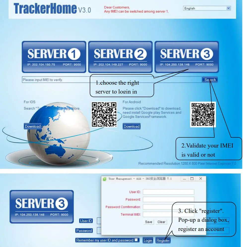GPS103AB GSM GPRS GPS Tracker User Manual - Register an account