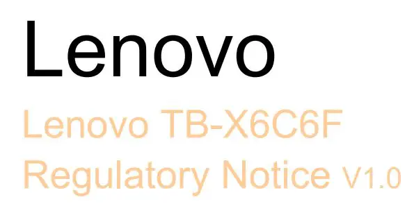 Lenovo TB-X6C6F Portable Tablet Computer User Guide