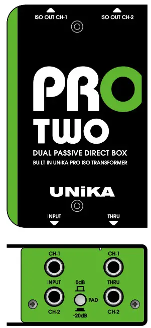 UNiKA 117001 PRO-TWO Passive Dual Line Level DI Box- 2