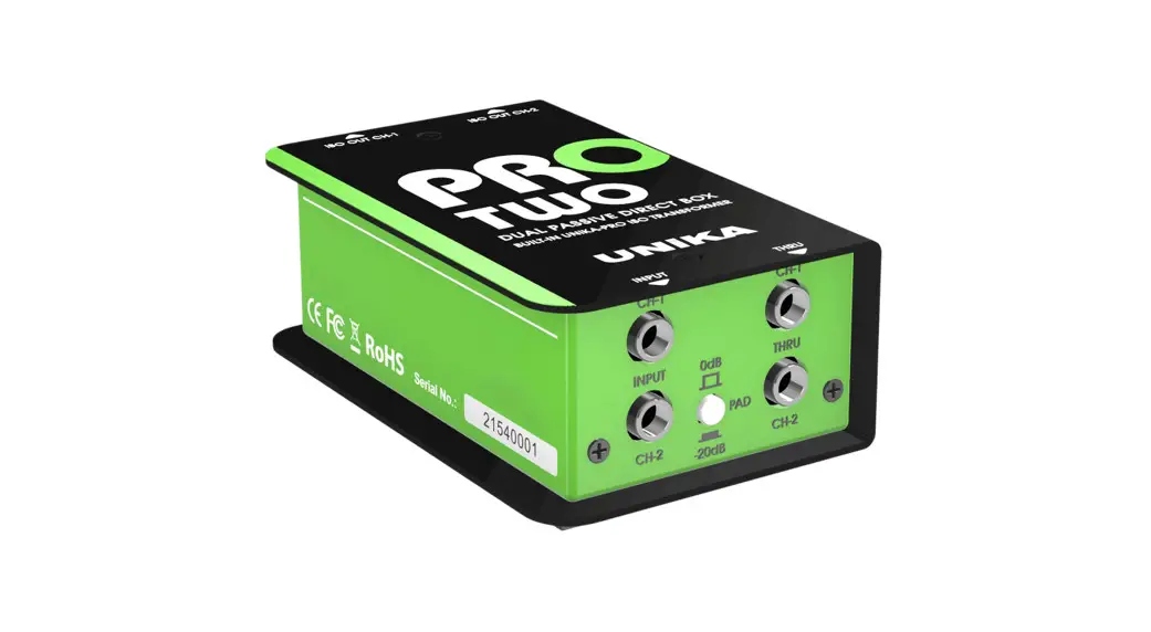 Unika 117001 Pro-two Passive Dual Line Level Di Box With Custom Isolation Transformer User Manual Unika 117001 Pro-two Passive Dual Line Level Di Box With Custom Isolation Transformer User Manual