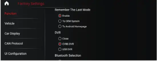Shenzhen Youchangshumadianzi Youxiangongsi KS H908Q Android Intelligent Navigation - Factor setting