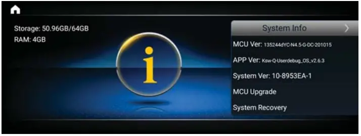 Shenzhen Youchangshumadianzi Youxiangongsi KS H908Q Android Intelligent Navigation - System Info