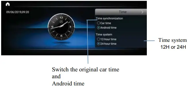 Shenzhen Youchangshumadianzi Youxiangongsi KS H908Q Android Intelligent Navigation - Time setting