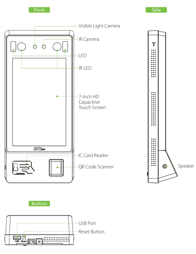 ZKTECO G4[QR] Android Multi Biometric Facial Recognition Terminal - Overview