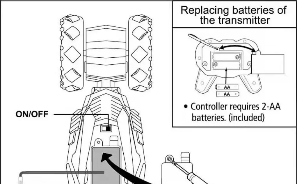 MKB 5588-637 Remote Control Car Series Stunt Car - Battery Installation 1