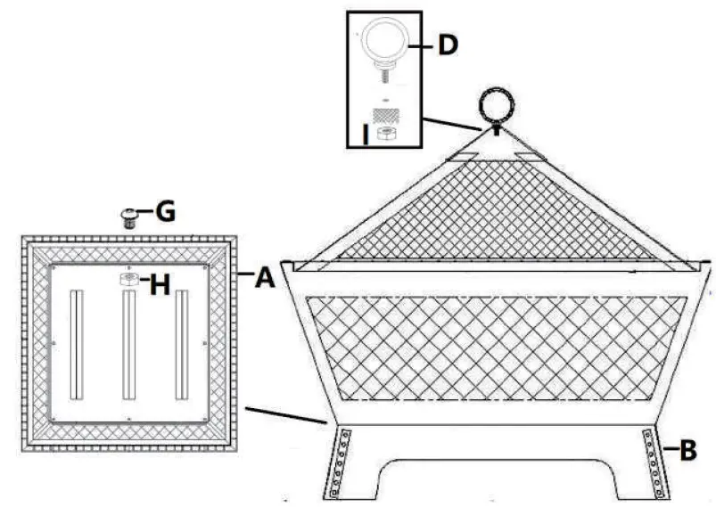 OUTSUNNY 842-266 26 in.Wx26 in.H Outdoor Steel Fire Pit Bonfire-10