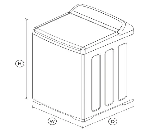 FISHER PAYKEL WA8560E1 Top Loader Washing Machine, 8.5kg - DIMENSIONS