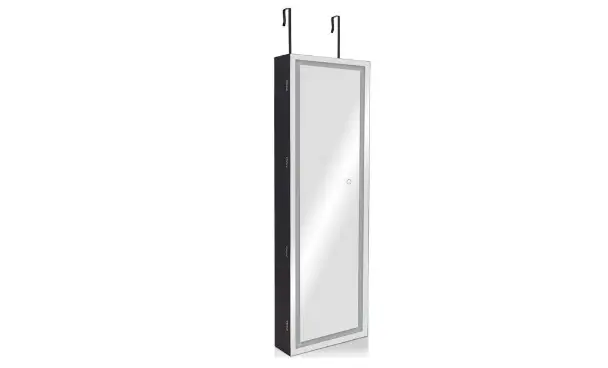 The Home Depot Topb001280 Lockable Black Jewelry Armoire Cabinet Touch Sensor Lighting Full Length Led Mirrored Organizer Instruction Manual