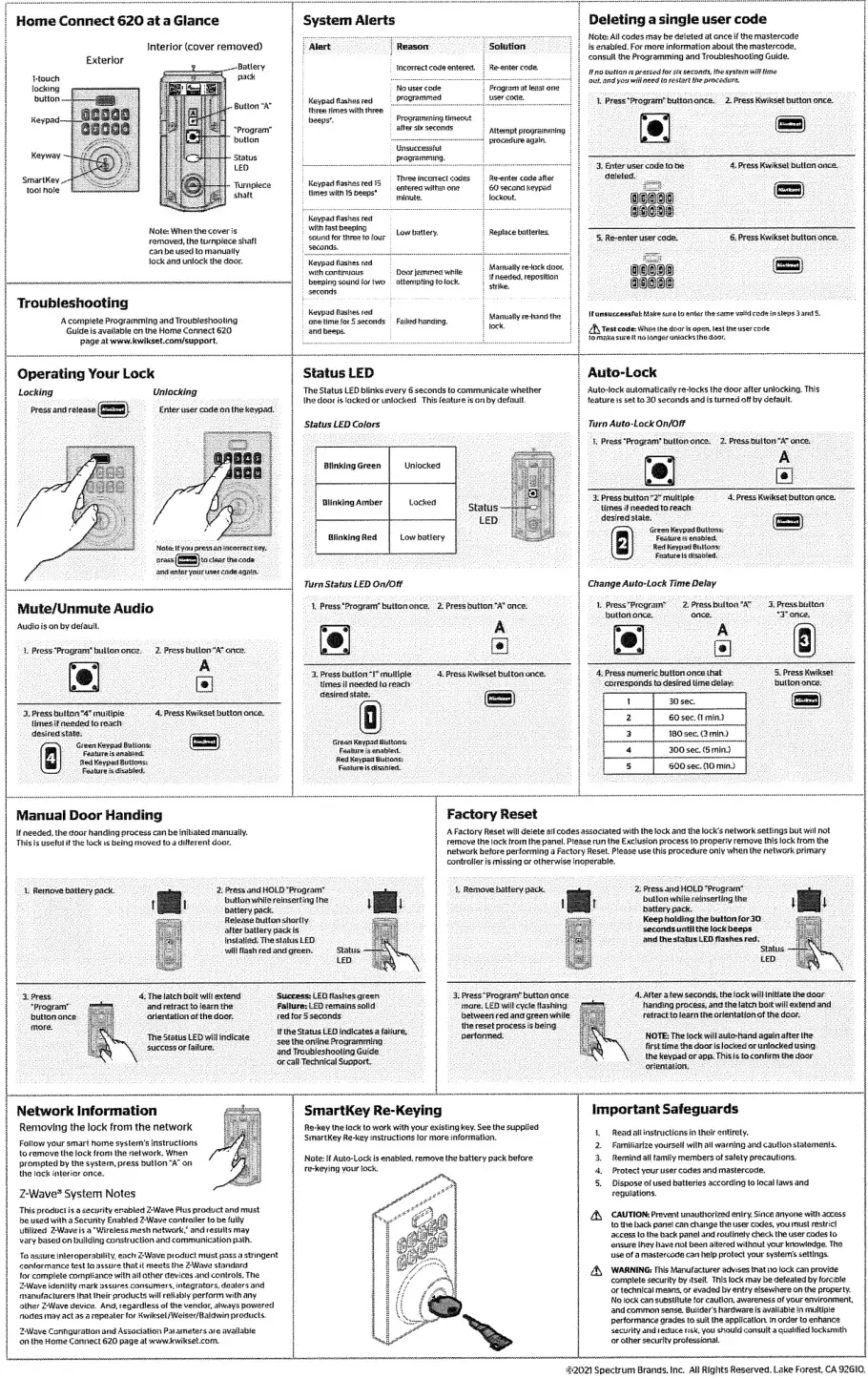 kwikset HomeConnect 620 - Function, Troubleshooting, Factory Reset