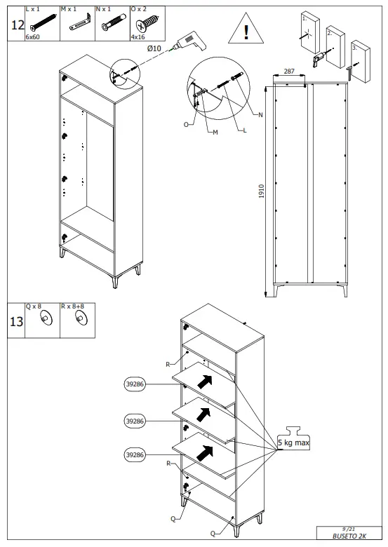 DEDEMAN Pantofar Buseto 2K, Artisan stejar, 67.4 x 34.8 x 195 cm - fig10